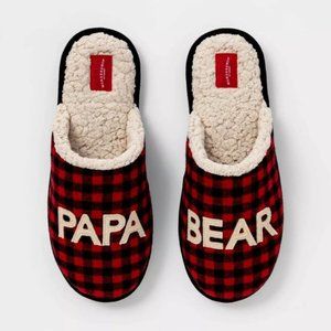 Men's Papa Bear Slide Slippers - Wondershop Buffalo Plaid